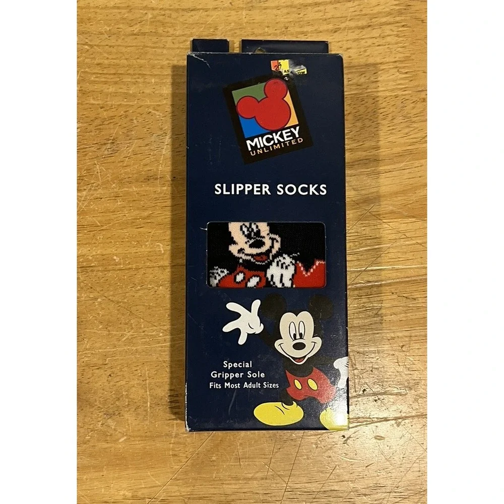 Vintage Mickey Mouse Slipper‎ Socks NIB Dark Blue Navy
